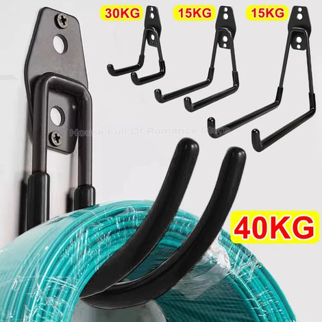 Crochet métallique robuste en forme de U (L) pour garage, fixation murale en acier, antidérapant, pour vélos, échelles, objets encombrants et outils de jardin. (1/5)