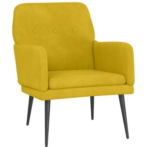 Fauteuil jaune, 62x79x79 cm, velours. (1/5)