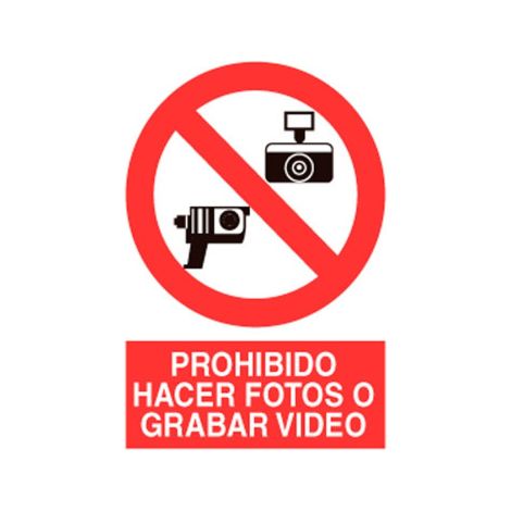 Señal de Prohibido hacer fotos o grabar videos Poliestireno 210X148