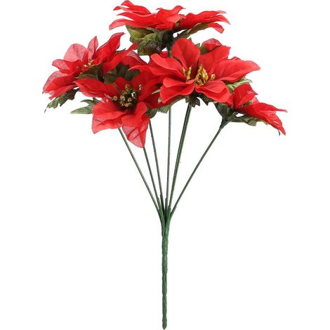 Fleurs Artificielles Rouge Vraie Touche, Faux Décor de Plantes en Soie pour la Maison Bouquets de Mariage Arrangement Floral Décoration de Table de Fête (H) (1/5)