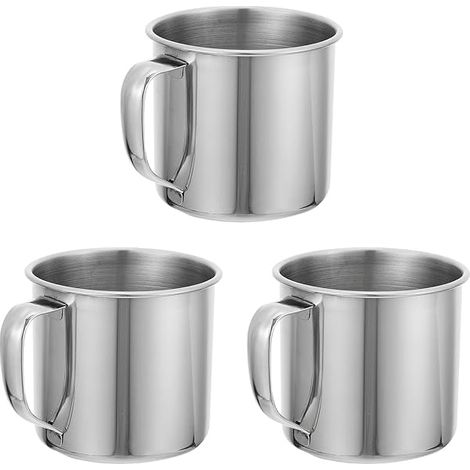 Tasse En Acier Inoxydable Pour Enfants - 370 ml - Poignée Ergonomique - Résistante Aux Chocs - Pour Maison Camping Voyage École - Lot De 3 (1/5)