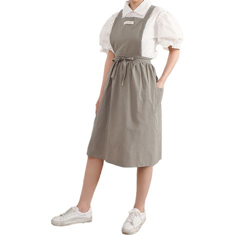 Tablier Pinafore Croisé Dos - Tablier À Poches Pour Cuisine Peinture Jardin - Taille Unique (1/5)