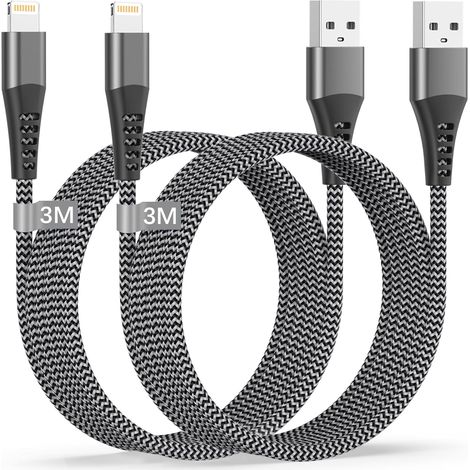 Câble iPhone Cable Chargeur IPhone 3M/Lot de 2 Certifié MFi Câble Lightning (1/5)