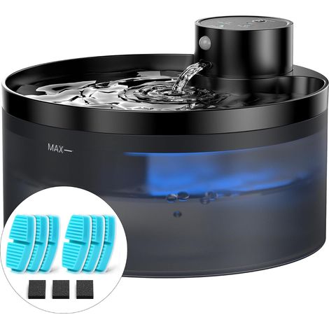 Fontaine à eau pour chat avec filtre : fontaine à piles de 3,2 l – Fontaine sans fil pour animaux de compagnie – Batterie de 4200 mAh – Fontaine à eau super silencieuse pour animaux de compagnie avec (1/5)