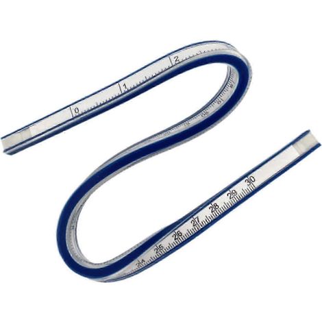 Règle courbe flexible, règle de division double face pour dessin technique et ingénierie, pliable, pour fournitures de bureau, dessin, quilting et patchwork.-30cm (1/5)