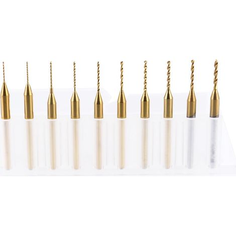 Foret pour Circuit Imprimé Propre en Acier Tungstène Revêtement Nano Doré, Fraise à Graver Cnc 10 Pièces Taux de pour Cuivre (1/5)