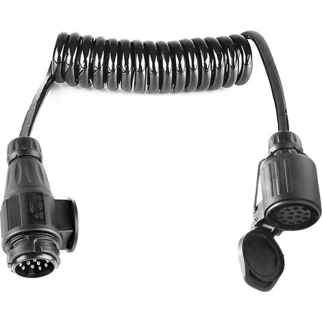Rallonge Remorque 13 Broches 12v 1.8M Câbles D'extension Remorques 13 vers 13 Broches Prise,Adaptateur Précâblé Spiralé pour Voiture (1/5)