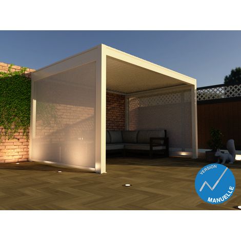 Store Latéral Zippé 3m Blanc Pour Pergola Bioclimatique Adossée O ORIAL Made in France (1/5)