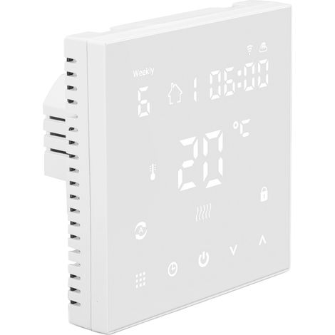 Thermostat intelligent numérique à écran tactile, application mobile, commande vocale et Wi-Fi programmable pour la maison (90-240 V). (1/5)