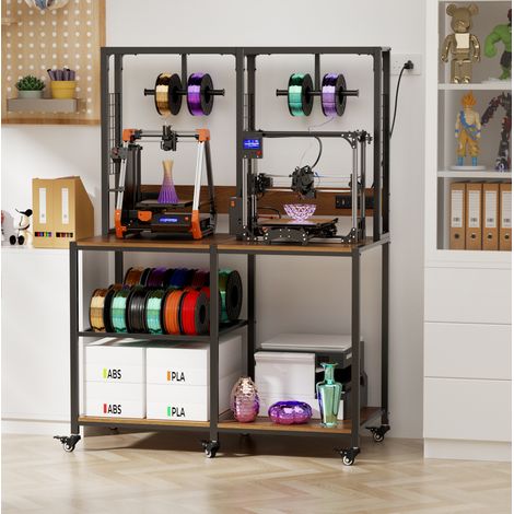 MEUBLIV supporto per stampante 3D in metallo 119,9 x 59,9 x 160 cm nero – doppia postazione (1/5)