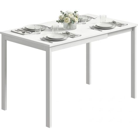 Tavolo da pranzo allungabile 80-120 cm per 4-6 persone, tavolo da cucina con prolunga scorrevole, bianco