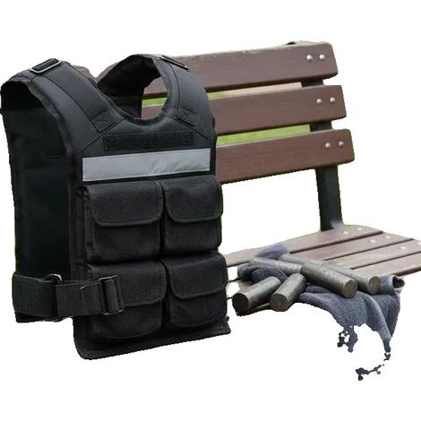 Gilet de poids ajustable, capacité de 15,85 kg, design unisexe, noir (1/2)