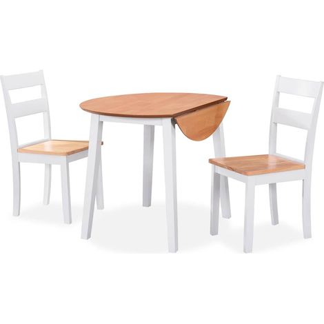 Ensemble Table + 2 chaises - Table à manger avec Chaises MDF et hévéa Blanc BV503226 - BonneVie (1/5)