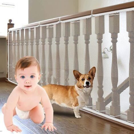 Filet de Protection pour Escaliers, Filet de Protection Enfant, Gardez Les Enfants et Les Animaux en Sécurité, Blanc(3m x 79cm) (1/5)