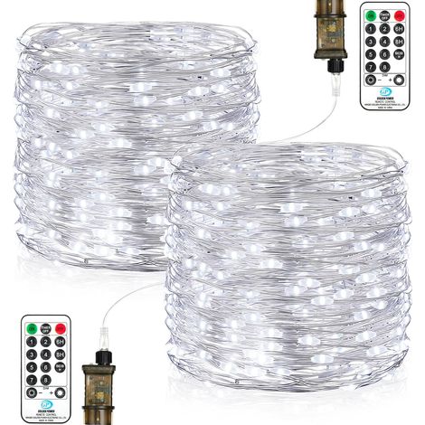 Guirlande Lumineuse Chambre, 23M 200LEDs Guirlandes Lumineuses à LED, 8 Modes Etanche avec Prise pour Décoration Intérieure Extérieure, Noël, Jardin, Anniversaire, Mariage (Blanc Chaud, Lot de 2) (1/5)