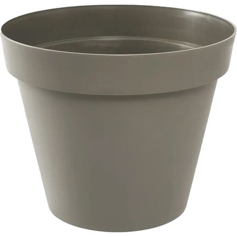 Pot de fleur Toscane Ø13 x 11,7 cm rond - 1,1 litres - taupe - EDA (1/2)