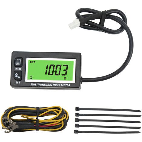 Tacómetro digital de 0 a 25000 rpm y de 0 a 999999 horas, contador de horas, pantalla LCD, resistente al agua IP65, universal, para motocicleta, ATV y cortacésped. (1/5)