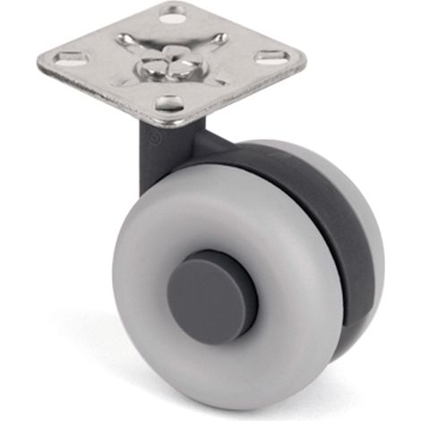 Roue Plet. Denver Grey D-60 S.freno - DENVER - Roulette plate avec ou sans frein pour meuble (1/4)
