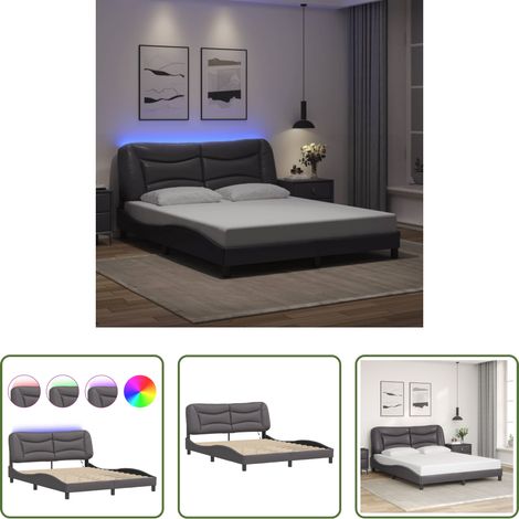Cadre de lit gris - Cadre de lit avec LED sans matelas Hvar gris 160x200 cm (1/5)