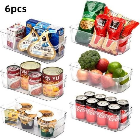 6-teiliges Kühlschrank-Aufbewahrungskorb-Set, Küchenaufbewahrungsbox-Organizer für Küchenschränke und Arbeitsplatten