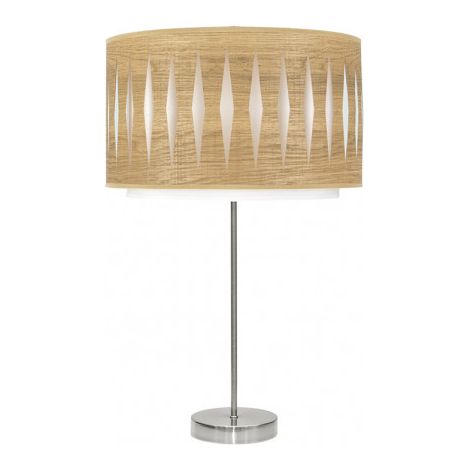 Lampada da Tavolo Alta Alexandra 1xe27 Nichel/Legno Chiaro 61x30x30 Cm