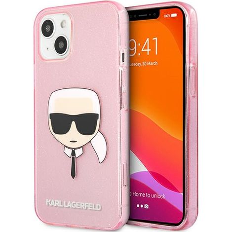 Funda Karl Lagerfeld Karl's Head Glitter para iPhone 13 Mini (Rosa) (1/5)
