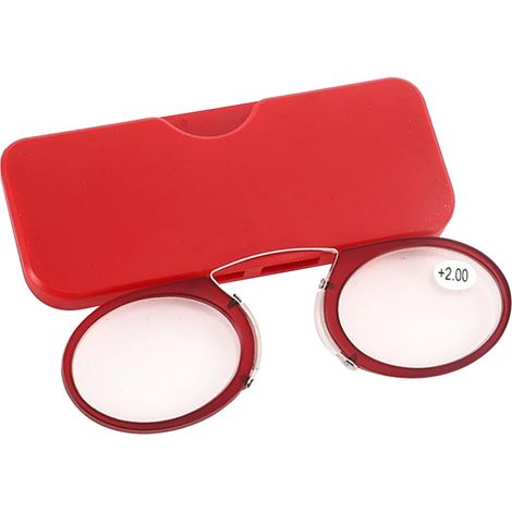 Mini Nose Clip Lunettes,Lunette Loupe sans Branche,Mini Portable Pince Nez Lunettes de Lecture Légères,Lunettes pour Lire Sans Branche,Lunettes de vue pour hommes et femmes vintage,+2.0,Rouge (1/5)