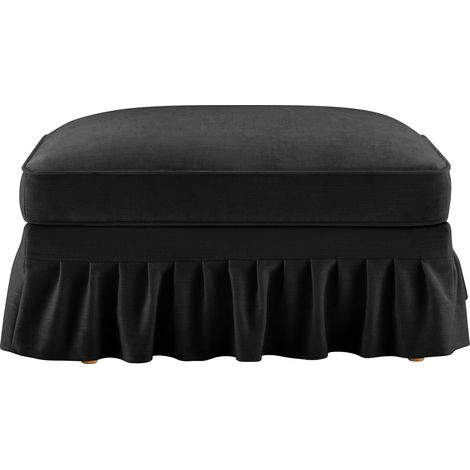 Puf reposapiés Windsor de chenilla negra con falda desmontable MODENUIT (1/5)