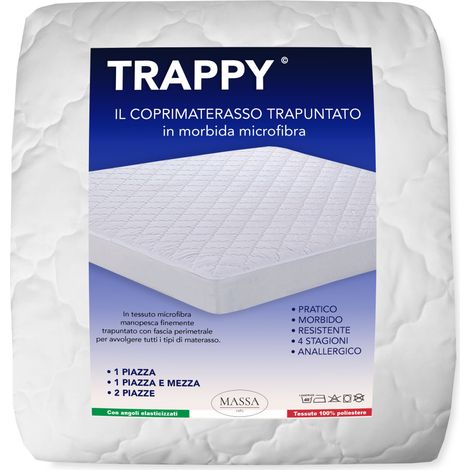 COPRIMATERASSO TRAPUNTATO in morbida MICROFIBRA TRAPPY imbottito 1 PIAZZA E MEZZA