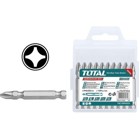 TOTAL - Set da 10 Punte PH2 - 50mm - Industrial
