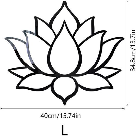 Décoration Métal. Sculpture murale flottante avec ombres. (40 x 35 cm., Fleur de lotus),noir