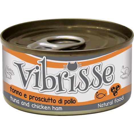 Vibrisse Cat tonno e prosciutto 24 lattine 70 g cad.: 24 lattine 70 g cad.