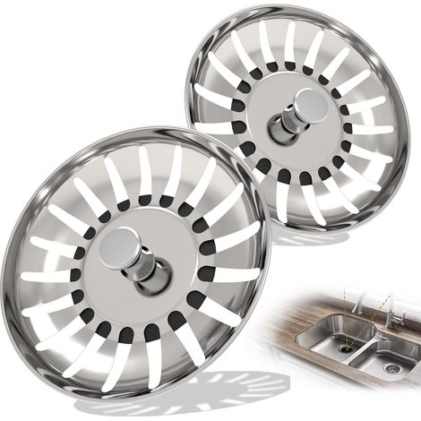 Panier d'évier de rechange en acier inoxydable, crépine d'évier épaisse avec joints en silicone supplémentaires de différentes tailles, finition miroir facile à nettoyer (1/5)