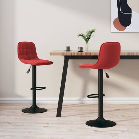 vidaXL Tabourets de bar lot de 2 rouge bordeaux velours (1/5)