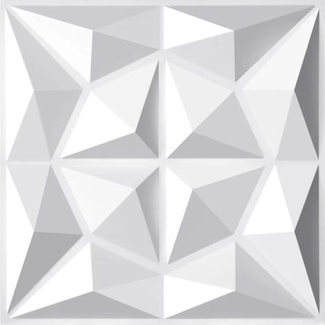 Clanmacy Lot de 12 panneaux muraux 3D en PVC – Revêtement mural et plafond – 30 x 30 cm (0,9 m²) – Légers, flexibles et faciles à installer – Blanc (1/5)