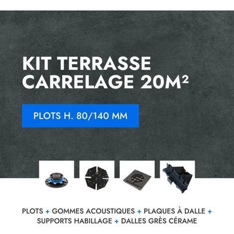 Kit carrelage terrasse 20m² - Aspect Béton Glocal Absolute 60x60 cm - Mirage  - 80/140 mm (1/5)