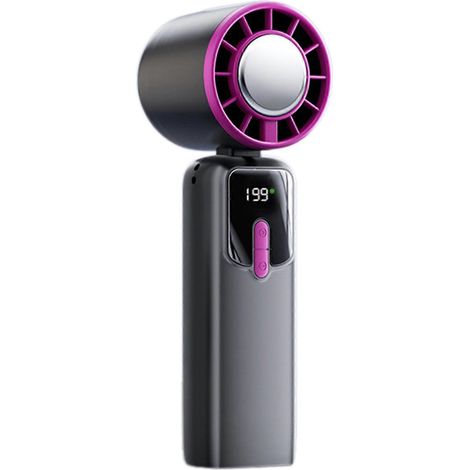 Mini ventilateur portable avec coussinet rafraîchissant - Rafraîchissement instantané idéal pour les voyages, les activités de plein air, le bureau, le maquillage et l'été. Rechargeable par USB-C. Gri (1/5)