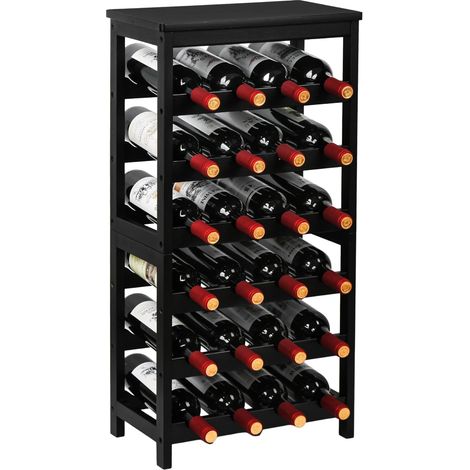 Porte-bouteilles horizontal en bois et métal, 6 emplacements