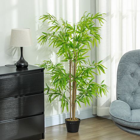 Bambú artificial de 150 cm en plástico con maceta, verde (1/5)