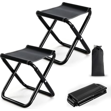 Lot de 2 tabourets de camping pliants portables avec sac de rangement - Tabouret pliant - Tabouret de camping pour extérieur, camping, jardinage, pêche, randonnée, chasse (1/5)