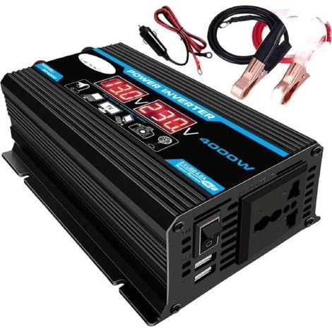 Convertisseur 12V 220V Pur Sinus 4000W Onduleur à Onde Sinusoïdale Pure Transformateur avec Télécommande & Double AC Prises de Courant pour RV Voiture de Camion (1/4)