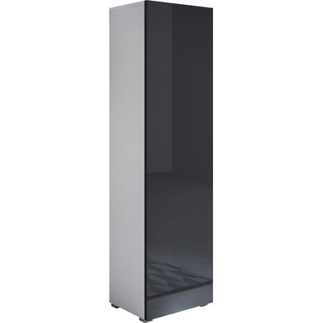 Armoire blanche et noire avec pieds 2 cm – 1 porte – 4 compartiments – Dimensions 40 x 167 x 29 cm – Finition brillante – Lettiemobili