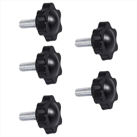 Lot de 5 vis à filetage mâle M6 x 15 mm, tête hexagonale de 25 mm, noires (1/5)
