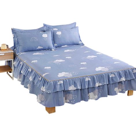Ensemble literie 3 pièces Drap-housse Taie Volant Coton Polyester Lit 1,5m (1/5)