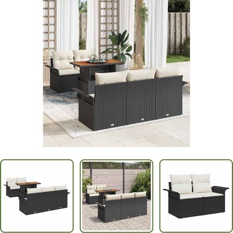 vidaXL Jardin - Ensemble de canapé de jardin 6 pcs Noir Poly rotin (1/5)
