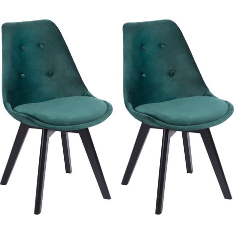 Set di 2 sedie in velluto verde NORA con cuscino