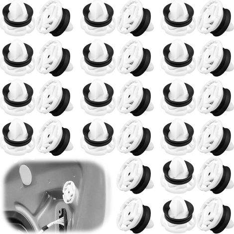Clips de Fixation Attaches Garniture, 30 Pièces Universal Rivets en Plastique, OEM 7703077476, Compatibles avec Peugeot Citroen Renault, Clips de Fixation pour Auto Voitures Panneaux de Portes (1/5)