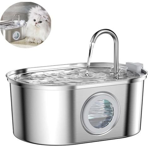 Fontaine à eau pour animaux 3,2L en acier inoxydable – Ultra silencieuse ≤ 30 dB – Filtration quadruple pour eau propre – Convient aux chats et chiens (1/5)