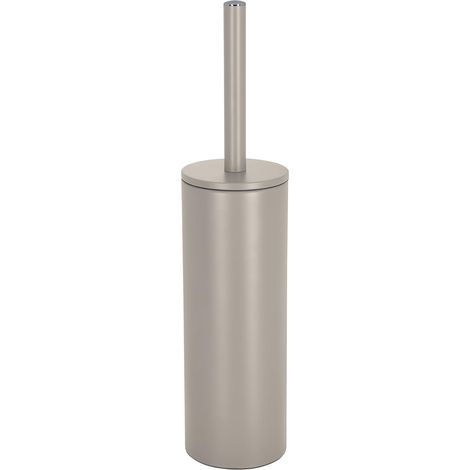 1 - Brosse WC - Support Acier - Tête Interchangeable - Récipient Hygiénique Fermé - Pour Salle De Bain Et Toilettes - Taupe Mat - 40x9,5x9,5 cm