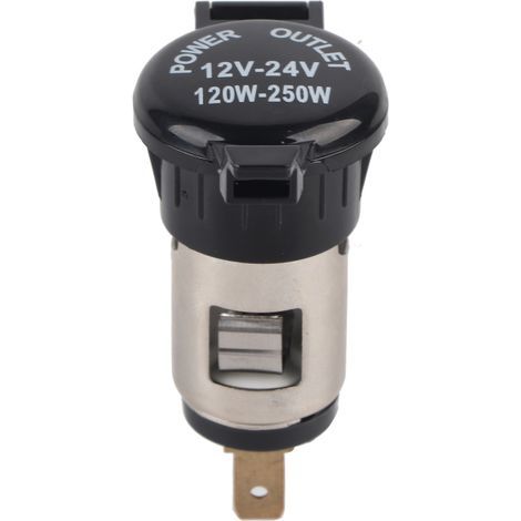 Prise Allume-cigare 12-24V 10A avec Couvercle Étanche Anti-poussière, Adaptateur Prise Femelle pour Voiture Moto Camping-car Bateau, Noir (1/5)